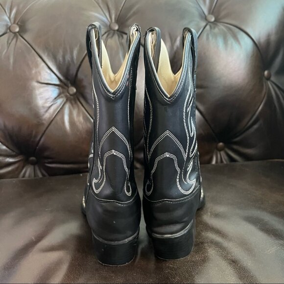 Old West Kid’s black cowboy boots size 1 - Picture 3 of 6
